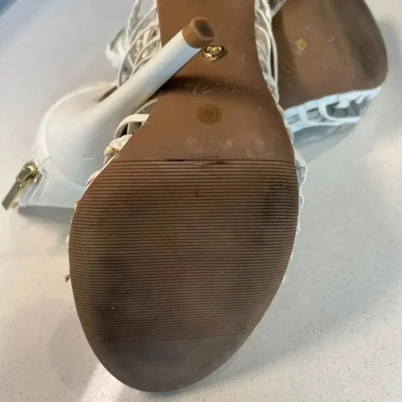 Thalia Sodi White Heels Size 10 4 Inch - Picture 9 of 10